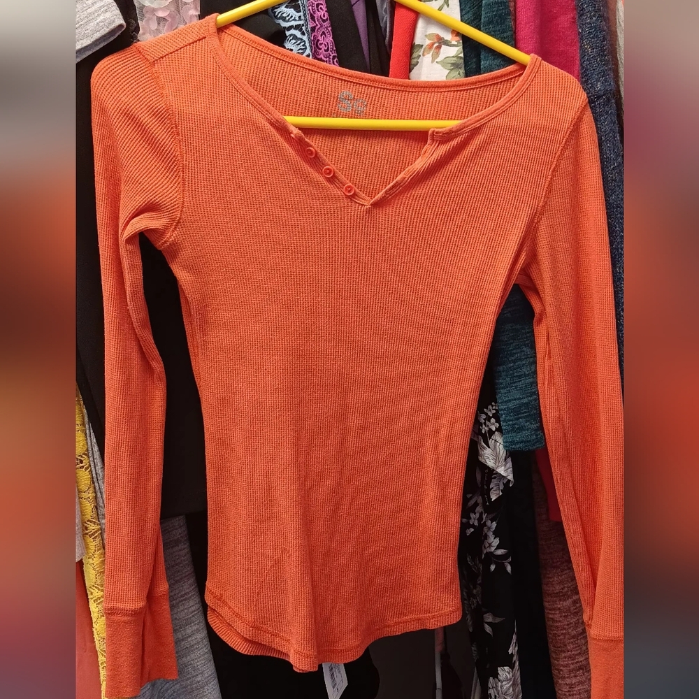 Women's Orange Long Sleeve Top